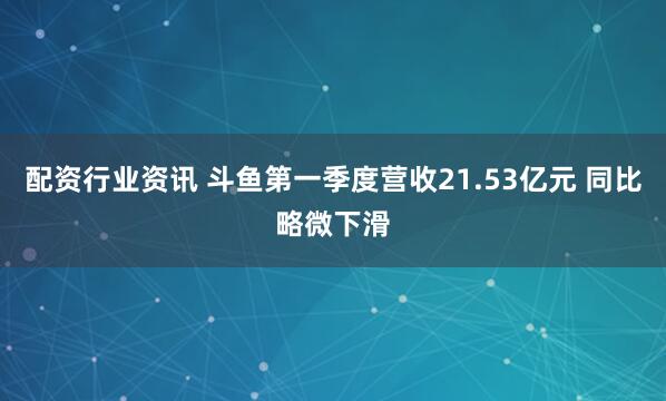 配资行业资讯 斗鱼第一季度营收21.53亿元 同比略微下滑